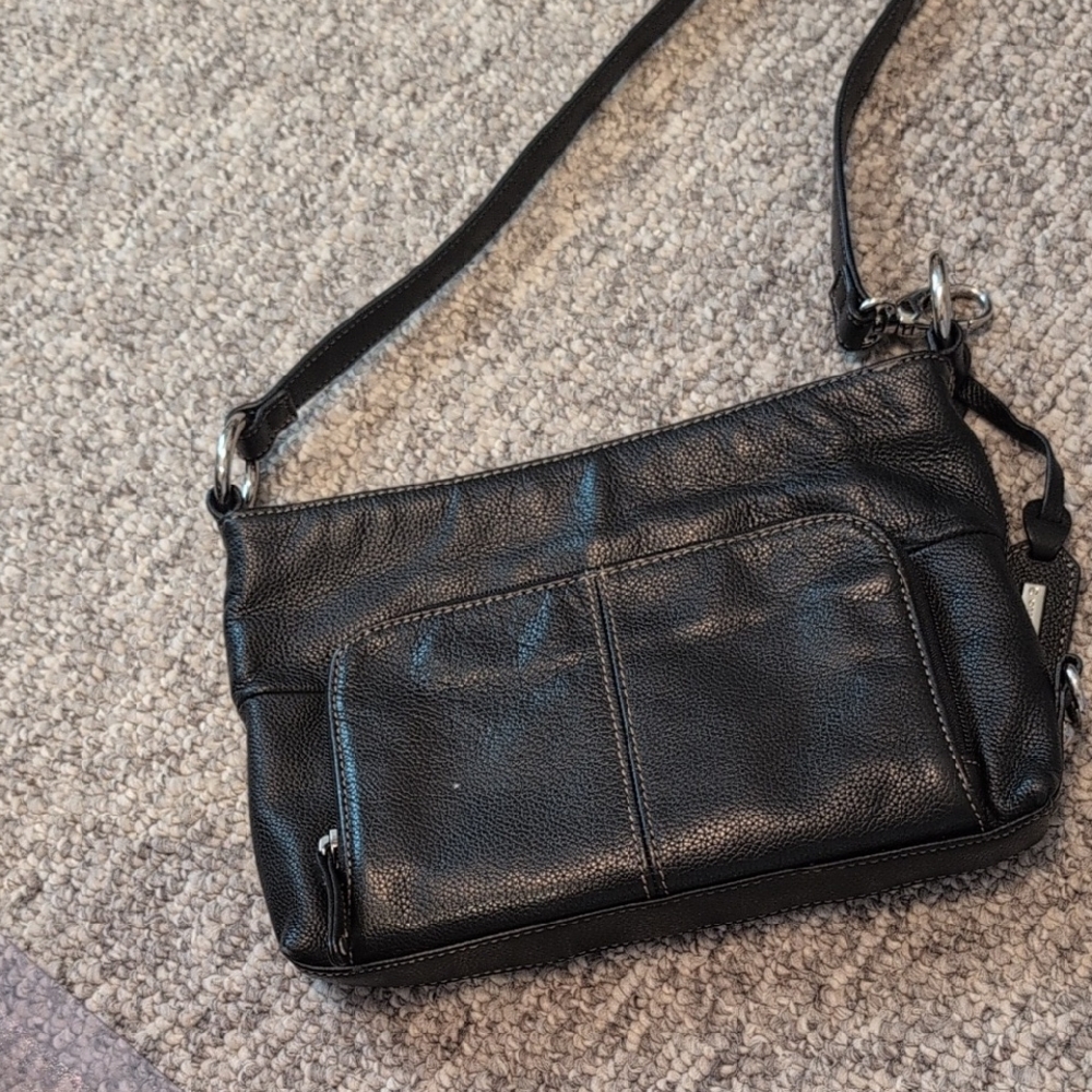 Tignanello Black Crossbody Bag with Vintage Matte Leather